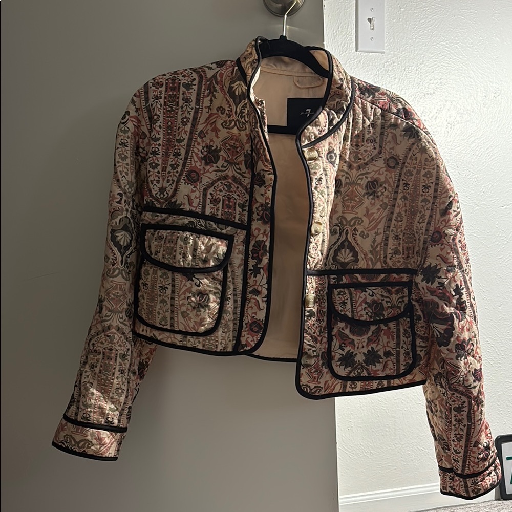 7 For All Mankind Floral Patterned Jacket with Black Accents